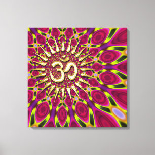 Color Rays Gold Om Sign Psychedelic Leinwand