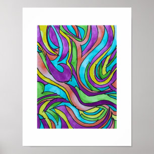 Color Rhythm Psychedelic Abstrakt Watercolor Art Poster