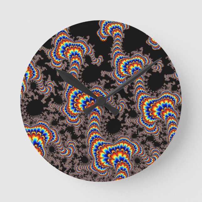 Color Run - Fractal Art Runde Wanduhr (Vorderseite)