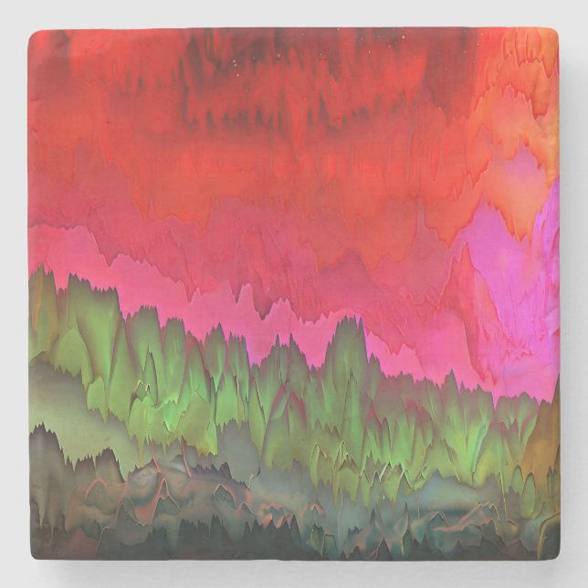 "Color Serenade" Farbenfrohe Abstrakte Kunst Steinuntersetzer (Vorderseite)