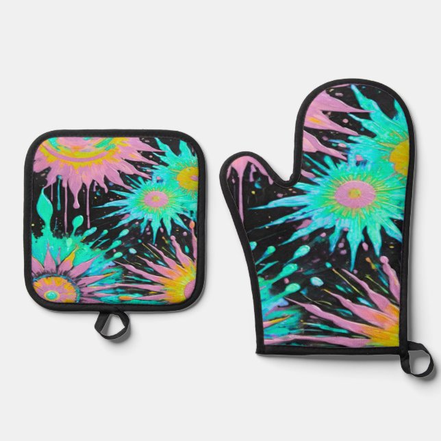 Color Splash Abstract Art Ofenhandschuh & Topflappen-Set (Vorderseite)