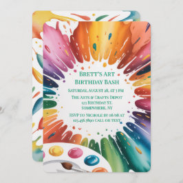 Color Splash Art Birthday Bash Einladung