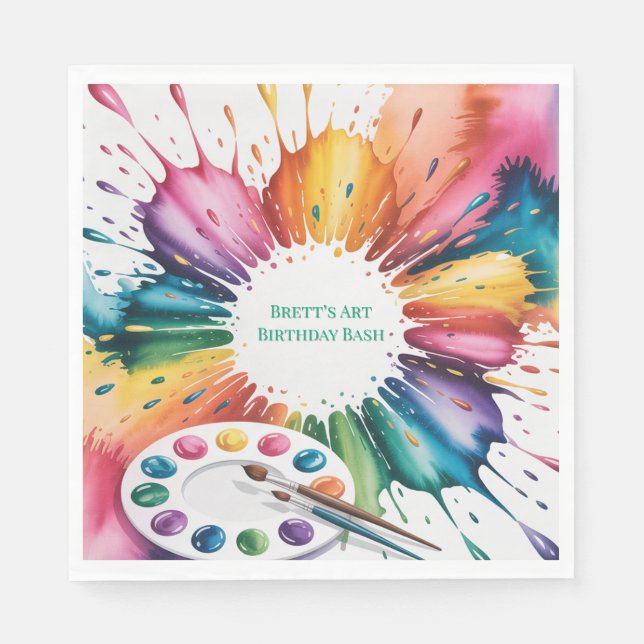 Color Splash Art Birthday Bash Serviette (Vorderseite)