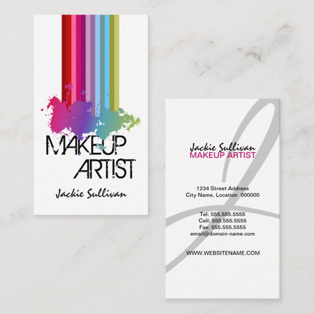 Color Splash Makeup Artist Visitenkarte (Vorne/Hinten)