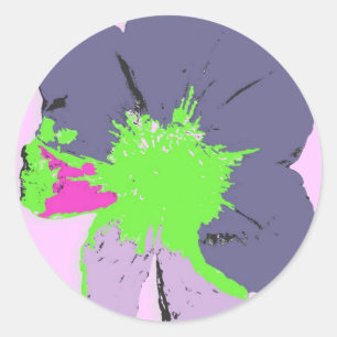 Color Splash/PopArt-Blume Runder Aufkleber