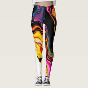 Color Splash Swirl - Vibrant Abstract Drip Art Leggings
