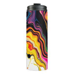 Color Splash Swirl - Vibrant Abstract Drip Art Thermosbecher