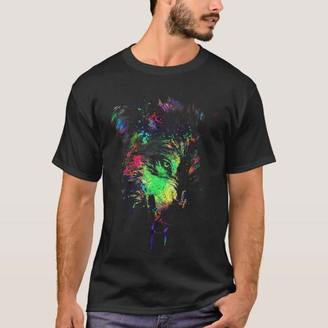 Color splatter wolves T-Shirt (Vorderseite)
