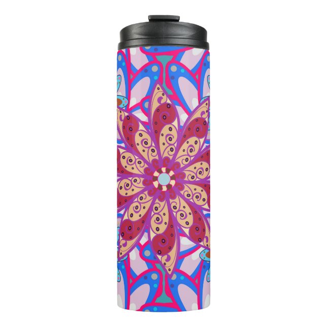 Color Spring Thema nahtlose Muster Hintergrund. C Thermosbecher (Vorderseite)