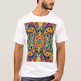 Color Symphony Mandala – Bold Psychedelic Floral T-Shirt