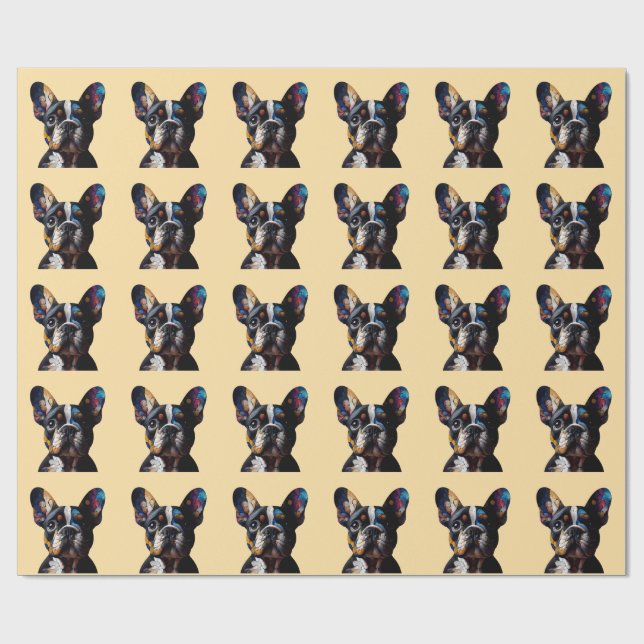 Color Theory Frenchie Geschenkpapier (Flach)