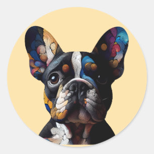 Color Theory Frenchie Runder Aufkleber