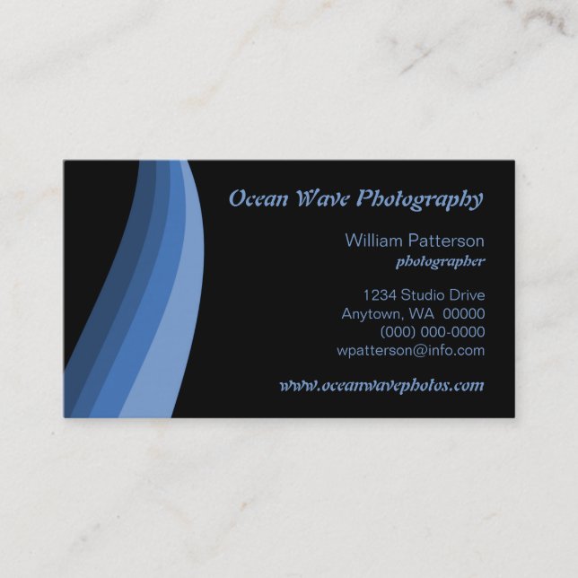 Color Waves Business Card, Ocean Blue Visitenkarte (Vorderseite)