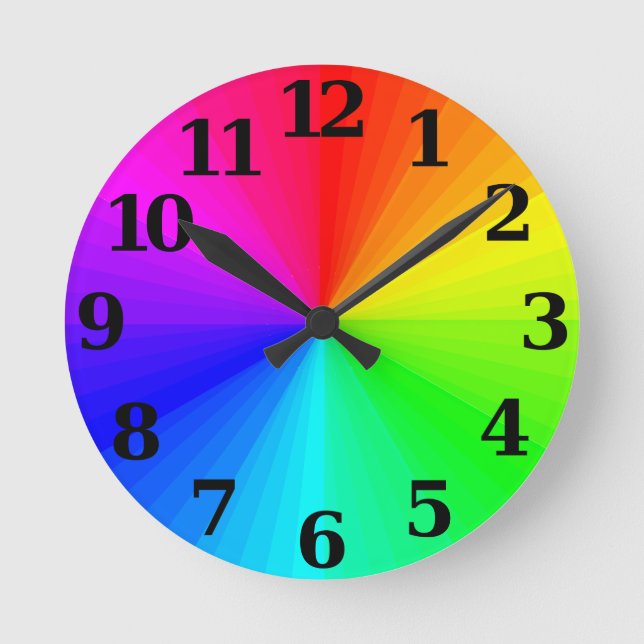 Color Wheel Clock - Big Numbers Runde Wanduhr (Vorderseite)
