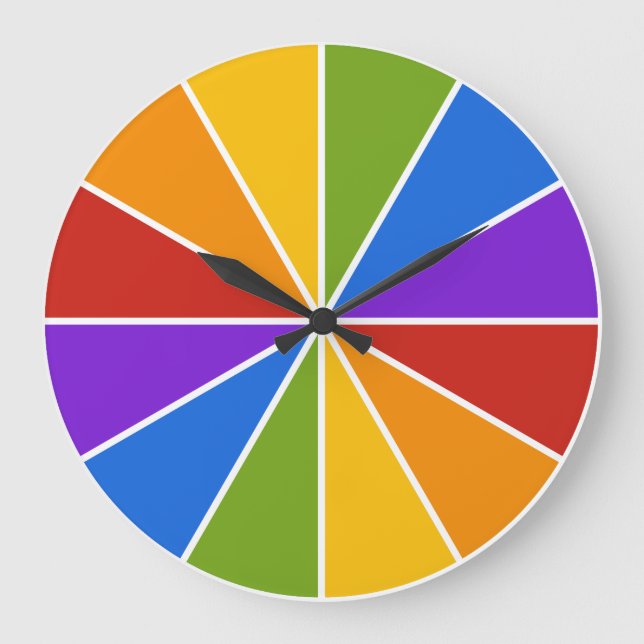 Color Wheel / Rays custom wall clock Große Wanduhr (Vorderseite)