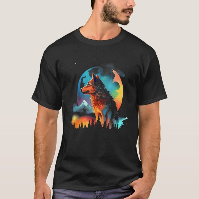 Color Wolf Mountains  Graphics T-Shirt (Vorderseite)