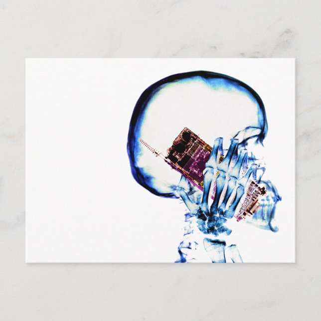 Color X-Ray Vision Skeleton Skull Handy Postkarte (Vorderseite)