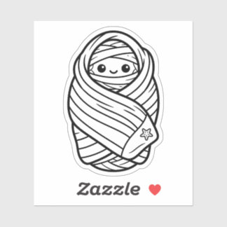 Color Your Own Kawaii Beach Mummy Starfish Aufkleber