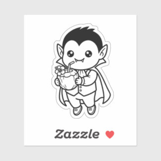 Color Your Own Kawaii Vampire Tropical Coconut Aufkleber