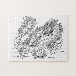 Color Your Own Pearl Dragon Lineart Puzzle
