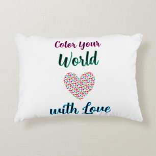 Color Your World mit Liebe - Vibrierendes Herzdesi Dekokissen