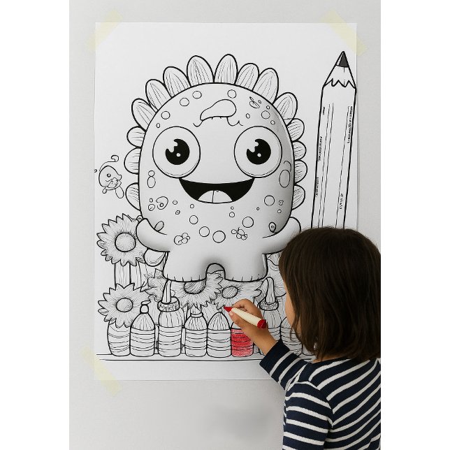 Color Yourself Cartoon Monster Kids Wall Poster (Von Creator hochgeladen)