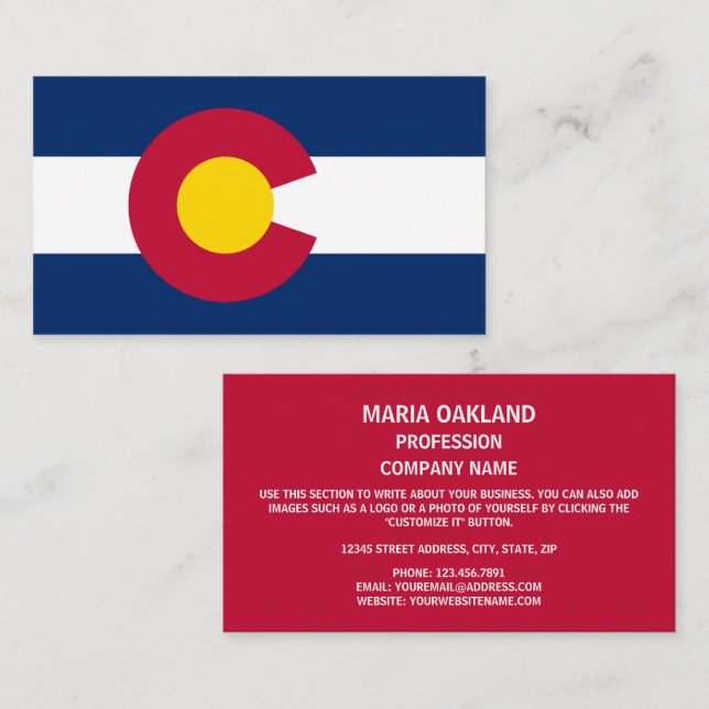 Coloradan Flag, Flagge Colorado Visitenkarte (Vorne/Hinten)