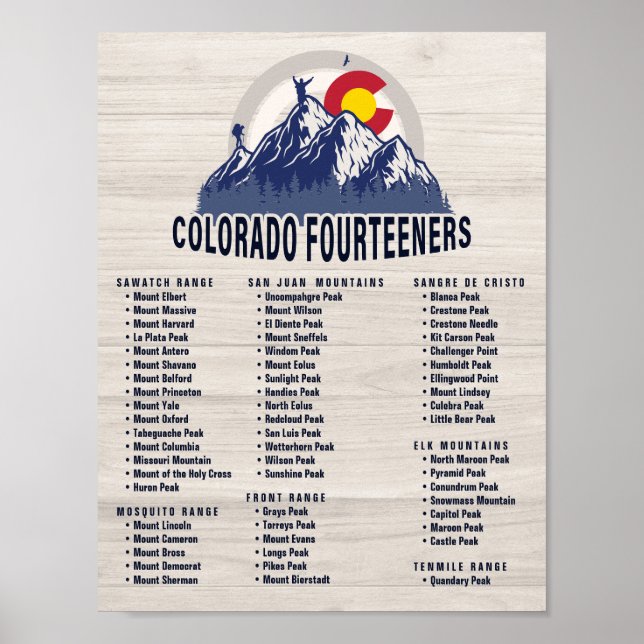 Colorado 14ers Fourteeners Bergsteigen Poster (Vorne)