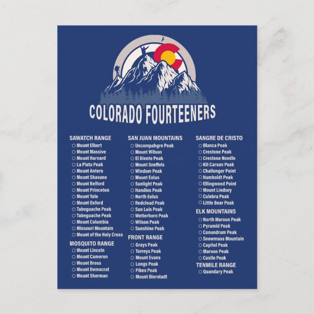 Colorado 14ers Fourteeners Bergsteigen Postkarte (Vorderseite)