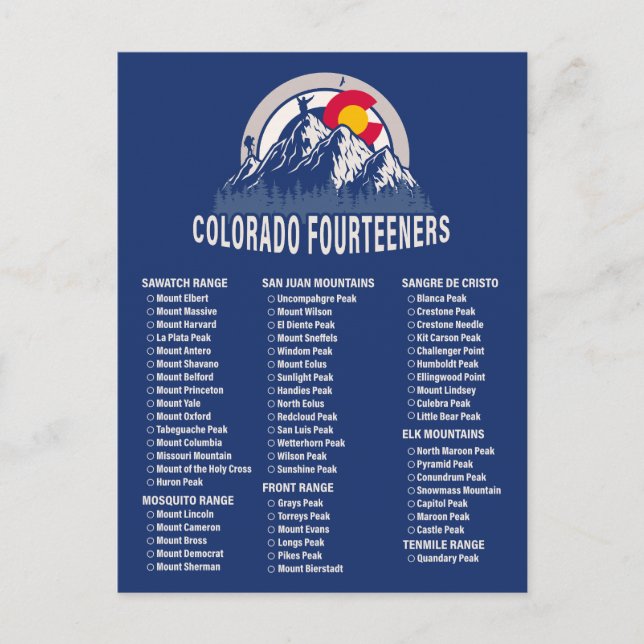 Colorado 14ers Fourteeners Bergsteigen Postkarte (Vorderseite)