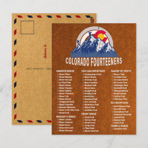 Colorado 14ers Fourteeners Vintage Bergkuppe Postkarte