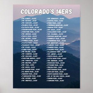 Colorado 14ers Poster - Anpassbare Checkliste