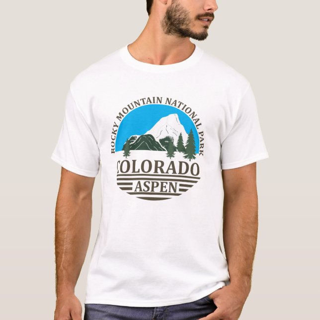 Colorado Aspen Skigebiet Blau Himmel T-Shirt (Vorderseite)