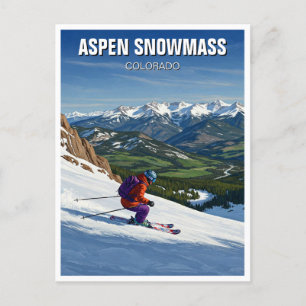 Colorado Aspen Snowmasseschilder Skifahren Postkarte