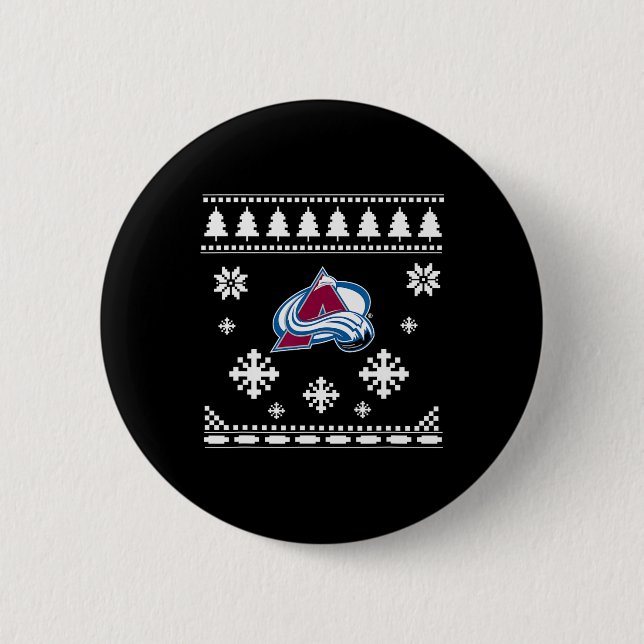 Colorado Avalanche Ugly Christmas Sweater Holidaze Button (Vorderseite)