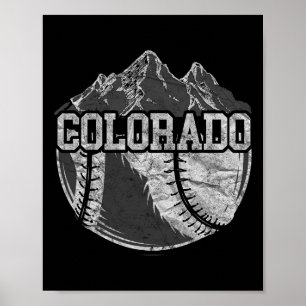 Colorado Baseball Fan T-Shirt Vintag Rocky Mountai Poster