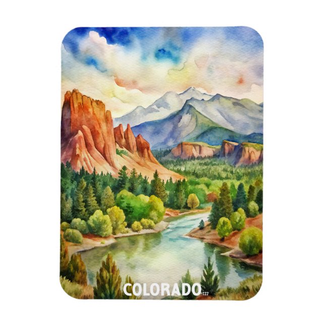 Colorado Berge Aquarellbilder Magnet