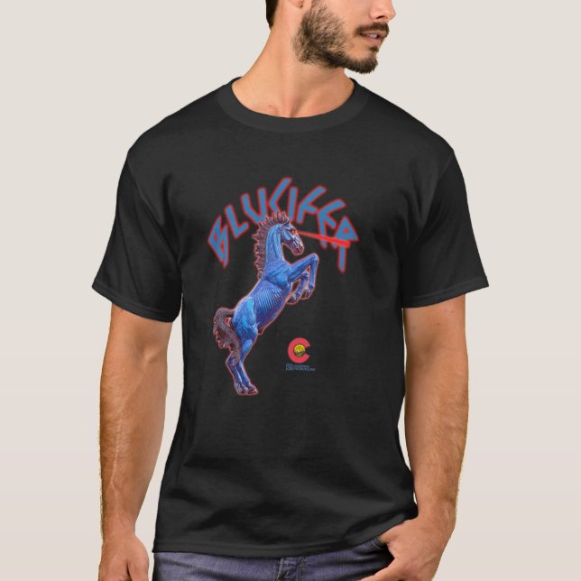 Colorado Blucifer Dämonenpferd T-Shirt (Vorderseite)