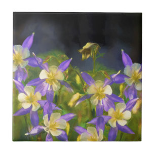 Colorado Blue Columbine Painting - Original Art Fliese