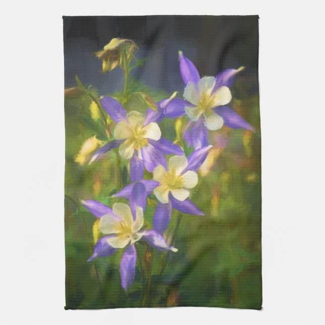 Colorado Blue Columbine Painting - Original Art Geschirrtuch (Vertikal)