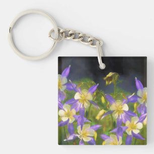 Colorado Blue Columbine Painting - Original Art Schlüsselanhänger