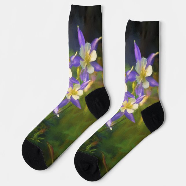 Colorado Blue Columbine Painting - Original Art Socken (Linkes Detail)