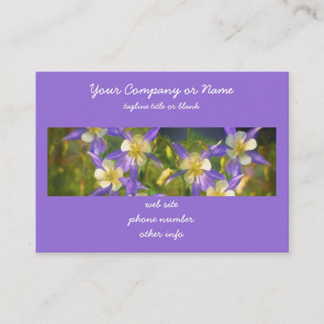 Colorado Blue Columbine Painting - Original Art Visitenkarte (Vorderseite)