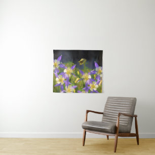Colorado Blue Columbine Painting - Original Art Wandteppich