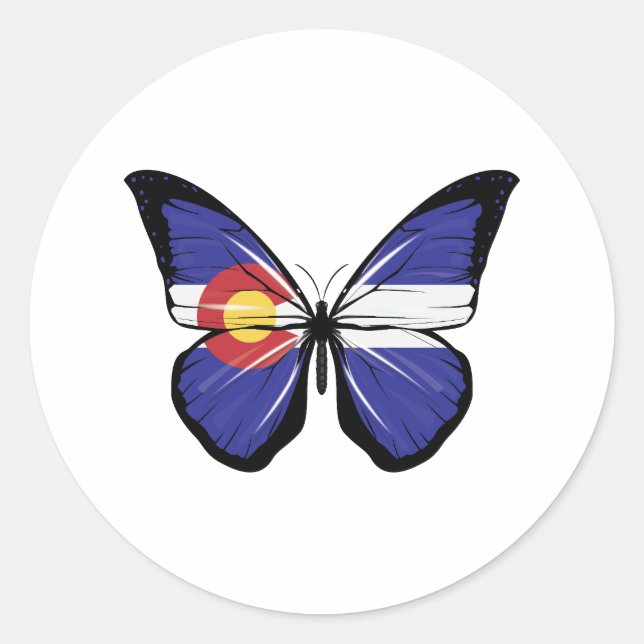 Colorado Butterfly Fahne Runder Aufkleber (Vorderseite)