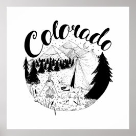 Colorado Camping Outdoor Tinte Illustration Poster