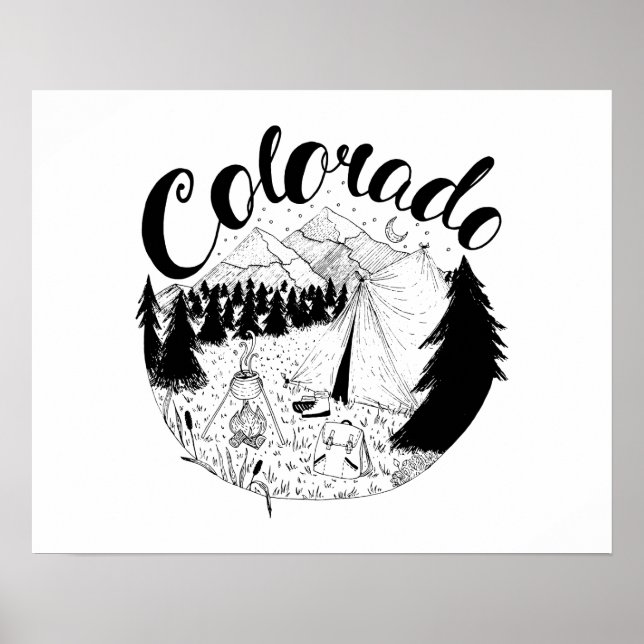 Colorado Camping Outdoor Tinte Illustration Poster (Vorne)