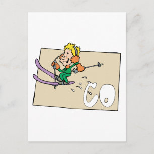 Colorado CO Staat Colorado Map and Skier Postkarte