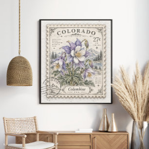Colorado Columbine Staatsblume Berg Post Poster