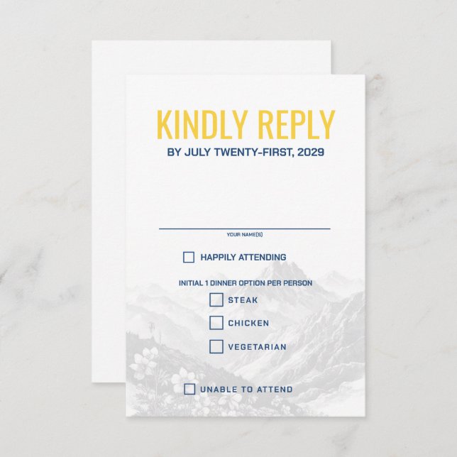 Colorado Couple Food Choice RSVP Karte (Vorne/Hinten)